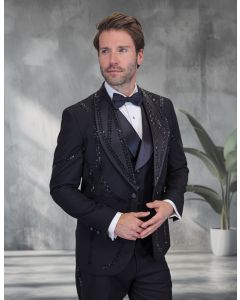 Statement Men's 3 Piece Modern Fit Tuxedo - Gemstone Pattern