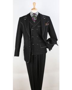 Royal Diamond Men's 3pc Denim Fashion Suit - 6 Button Vest