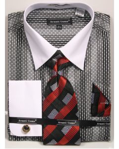 Avanti Uomo Men's French Cuff Shirt Set - Varied Stripe Patterns
