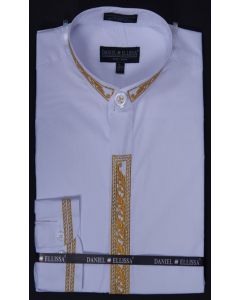 Daniel Ellissa Men's Banded Collar Dress Shirt - Leaf Print