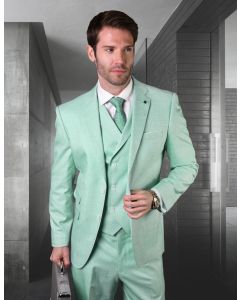 Statement Men's 3 Piece 100% Wool Fashion Suit - Soft Textured Solid