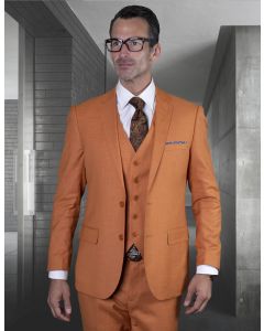 Statement Men's Outlet 3 Piece 100% Wool Executive Suit - Slim Fit