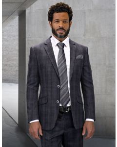 Statement Men's 2 Piece Big and Tall 100% Wool Fashion Suit - Bold Plaid