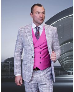 Statement Men's 100% Wool 3 Piece Suit - Electric Stripes