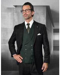 Statement Men's Outlet 3 Piece 100% Wool Modern Fit Suit - Bold Accent Color