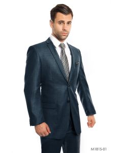 CCO Men's Outlet 2 Piece Slim Fit Suit - Modern Cut Silky Sharkskin