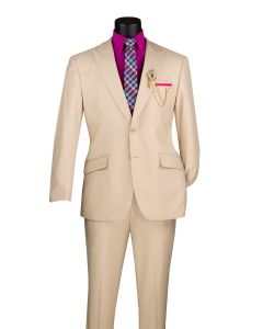 Vinci Men's 2 Piece Modern Fit Executive Suit - Pure Solid