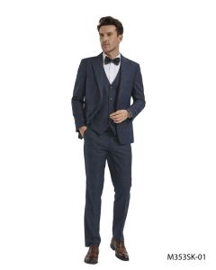 Tazio Men's 3 Piece Skinny Fit Suit - Bold Plaid