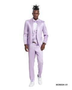 CCO Men's Outlet 3 Piece Skinny Fit Suit - Sharkskin