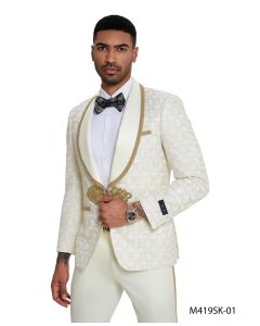 Tazio Men's 2 Piece Skinny Fit Suit - Textured Swirls