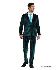 CCO Men's Outlet 2pc Skinny Fit Velvet Suit - Solid Color
