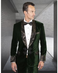 Statement Men's 2 Piece Modern Fit Velvet Tuxedo - Stylish Clasp Closure
