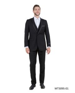 Bryan Michaels Men's 3pc Slim Fit Tuxedo - Satin Trim