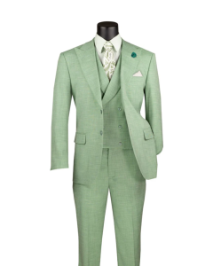 CCO Men's Outlet 3 Piece Wool Feel Modern Fit Suit - Double Breasted Vest