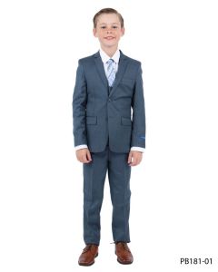 CCO Boy's Outlet 5 Piece Suit with Shirt & Tie - Sharkskin