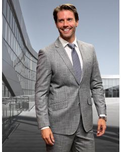 Statement Men's 100% Wool 2 Piece Suit - Light Plaid