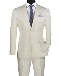 CCO Men's Outlet 2 Piece Slim Fit Suit - Stylish Accented Patterns