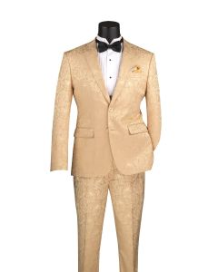 Vinci Men's 2 Piece Slim Fit Suit - Stylish Accented Patterns
