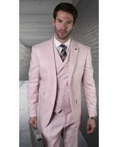 Statement Men's Outlet 3 Piece 100% Wool Fashion Suit - Soft Textured Solid