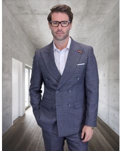 Statement Men's 100% Wool 2 Piece Suit - Double Breasted Plaid