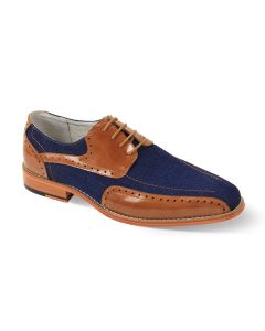 Giovanni Men's Leather Dress Shoe - Linen Upper Accents