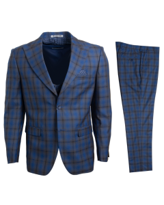 Stacy Adams Men's 3 Piece Executive Hybrid Suit - Windowpane