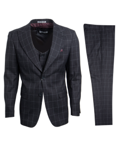 Stacy Adams Men's 3 Piece Executive Hybrid Suit - Sharp Windowpane