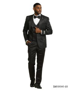 Stacy Adams Men's 3 Piece Hybrid Fit Suit - Floral Satin