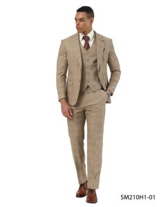 Stacy Adams Men's 3 Piece Hybrid Fit Suit - Subtle Textured Pattern