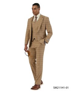 Stacy Adams Men's 3 Piece Glen Check Suit - Hybrid Fit