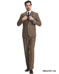 Stacy Adams Men's 3 Piece Hybrid Fit Suit - Herringbone