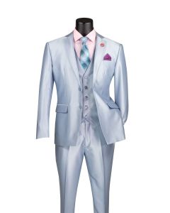 CCO Men's Outlet 3 Piece Slim Fit Suit - Sleek Sharkskin