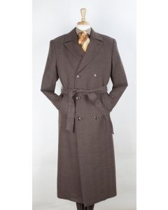Veno Giovanni Men's 100% Wool Full Length Length Top Coat - Double Breasted