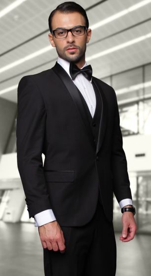 Statement Men's 3 Piece 100% Wool Outlet Tuxedo - Shawl Lapel