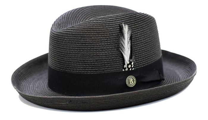 Bruno Capelo Men's Godfather Straw Dress Hat - Homburg Style