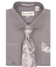 Karl Knox Men's French Cuff Shirt Set - Split Pattern