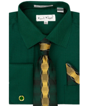 Karl Knox Men's French Cuff Fashion Shirt Set - Chainlink Tie