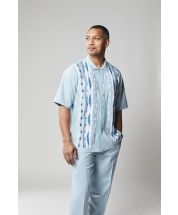 Silversilk Men's 2 Piece Short Sleeve Walking Suit - Abstract Stripe Pattern