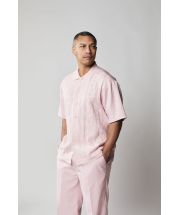 Silversilk Men's 2 Piece Short Sleeve Walking Suit - Solid Color Knit