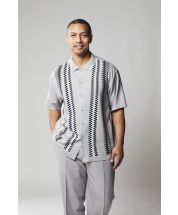 Silversilk Men's 2 Piece Short Sleeve Walking Suit - Zig-Zag Stripe Pattern