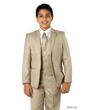 CCO Boy's 5 Piece Outlet Suit in Solid Colors - Vested w/Shirt and Tie