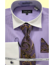Avanti Uomo Men's French Cuff Dress Shirt Set - Micro Stripe