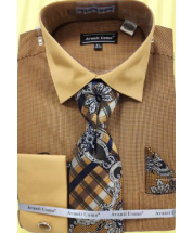 Avanti Uomo Men's French Cuff Dress Shirt Set - Micro Jacquard Pattern