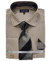 Avanti Uomo Men's French Cuff Shirt Set - Two Tone Pinstripe