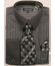 Avanti Uomo Men's French Cuff Shirt Set - Fashion Pinstripe