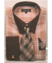 Avanti Uomo Men's French Cuff Shirt Set - Unique Windowpane
