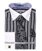 Daniel Ellissa Men's French Cuff Shirt Set - Twin Stripes