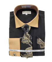 Daniel Ellissa Men's French Cuff Shirt Set - Two Tone Solid