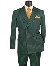 CCO Men's 2 Piece Double Breasted Outlet Suit - Banker Pinstripe