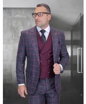 Statement Men's 100% Wool 3 Piece Suit - Wide Peak Lapel